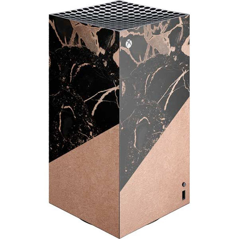Black and Rose Gold Marble Split XBox Series X Digital Edition Console Skin